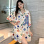 2023 New Extra-large Short Nightdress Women Summer Loungewear French Thin Shirt Half Sleeve Pajamas Women V-neck Homewear