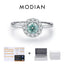 MODIAN D Color Green Teal Moissanite Halo Ring 925 Sterling Silver Trendy Elegant Finger Rings For Women Wedding Fine Jewelry