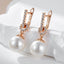 Kinel Luxury 585 Rose Gold Color Pearl Drop Earrings Women Unique Geometric Full Natural Zircon Accessories Daily Jewelry Gift