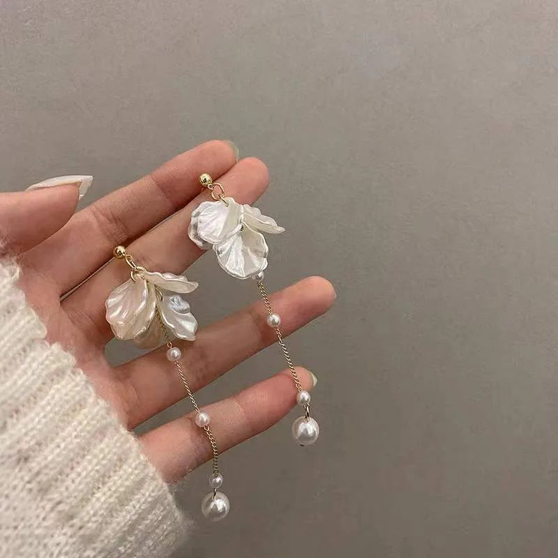 Korean Exquisite Heart Flower Drop Earrings For Women Girl Dangle Earring Girl Temperament Trendy Jewelry Valentine's Day Gifts