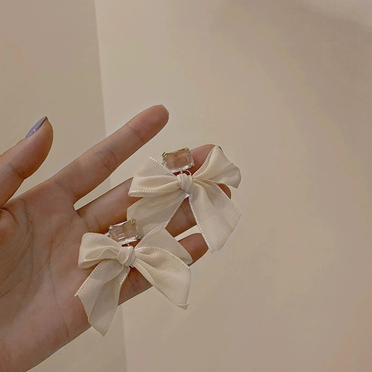 Colorful Zircon Bow Earrings Fashionable Cute Originality Design Resin Bow Delicate Earrings Women's Birthday Gift Jewelry