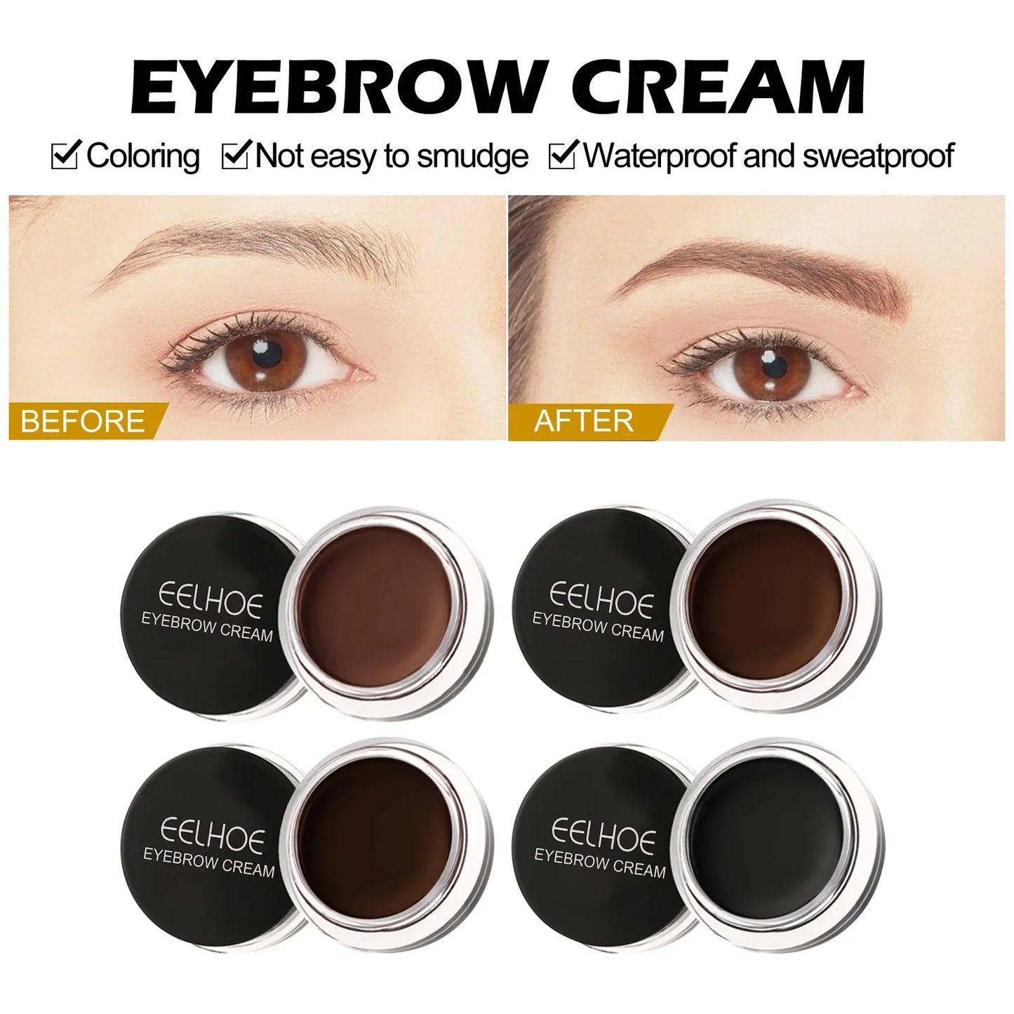 EELHOE Eyebrow Cream Waterproof Long Lasting Dyeing Natural Eye Makeup and Multi-function Eyebrow Brush Tools Eyebrow Wild Cream
