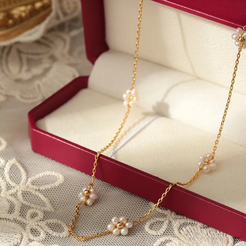 European American Style Light Luxury Handmade Bead Chains Flower Necklaces Women Romantic Temperament Bracelets Banquet Jewelry