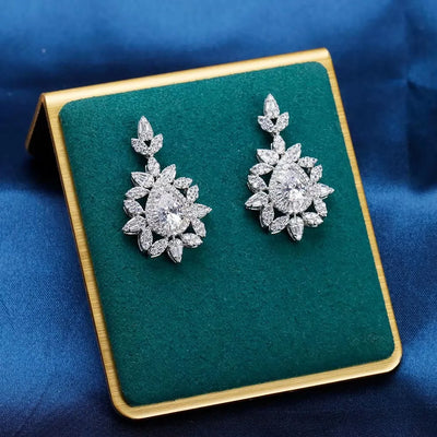 JEWEL Luxury Bride Pearl Zircon Jewelry Off-White Double-Deck for Women Korean Temperament Short Collarbone Earring Necklace Set