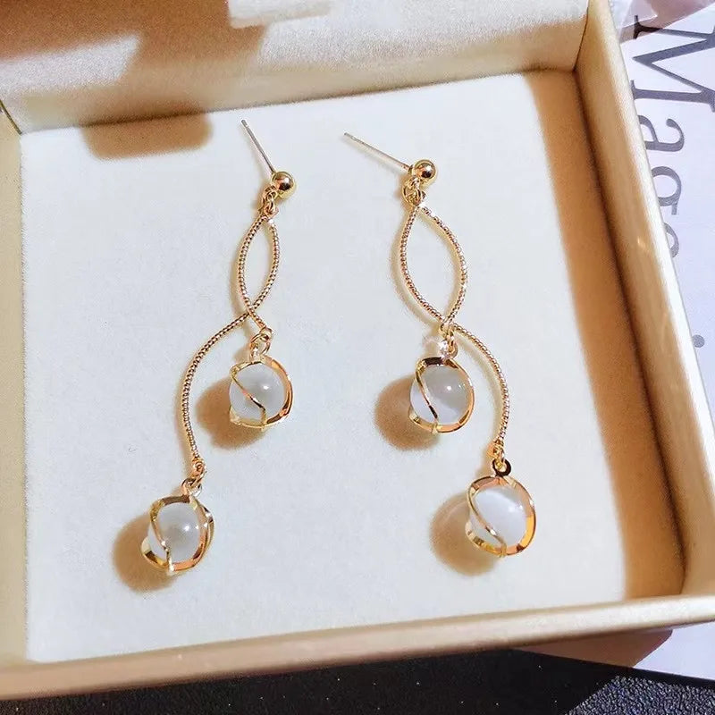 Korean Exquisite Heart Flower Drop Earrings For Women Girl Dangle Earring Girl Temperament Trendy Jewelry Valentine's Day Gifts