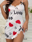Sleepwear Women's Nightgown Sexy Lingerie Love Printed Halter Backless Mini Dress Casual Pajamas Sleepshirts Nighties