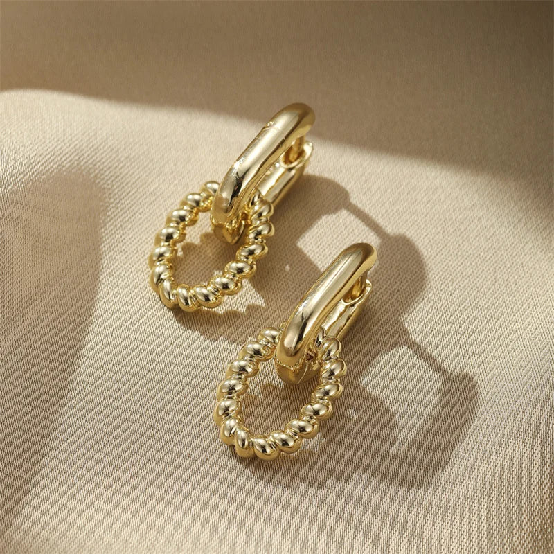 Square Earrings Gold Color Geometric Square Hoop Earrings for Women Huggie Punk Hip-Hop Metal Round Circle Jewelry Wholesale