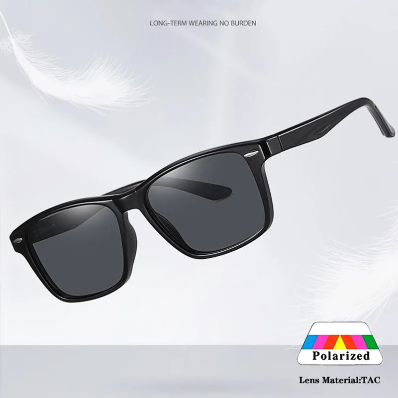 New Polarized Square Frame Sunglasses for Men's Glasses Set Fashion Classic Rice Nail Outdoor Uv400 Resistant Eyewear for Women