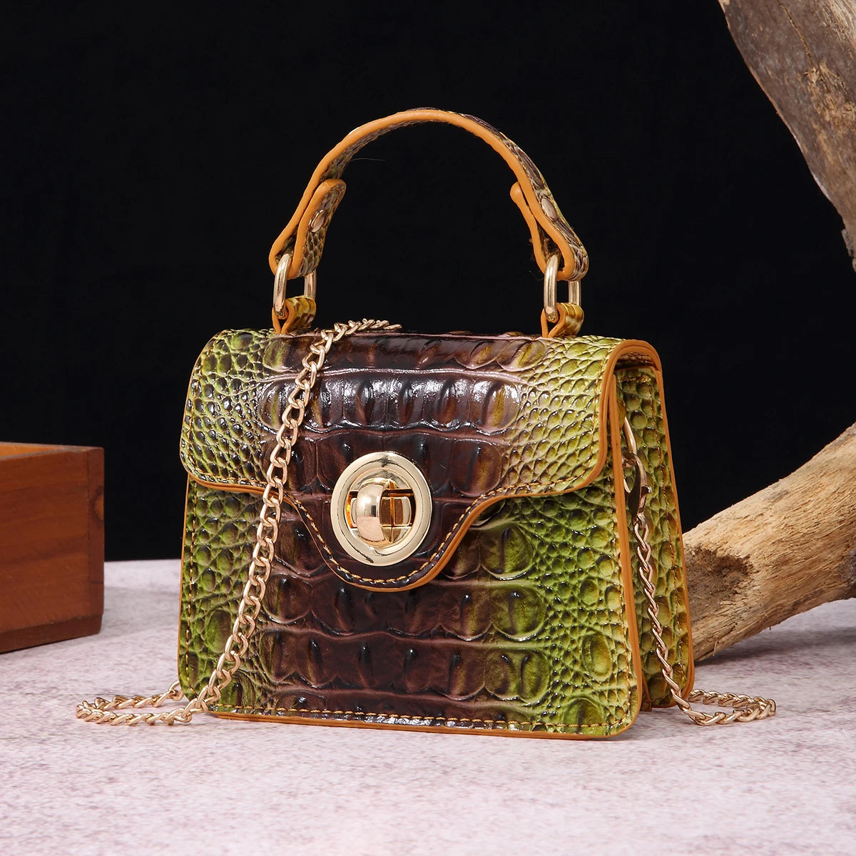 Dinner Handbag Crocodile Pattern Colorful Shaped Small Bag Mini Compact and Cute,Tiny,Wallet, Smaller