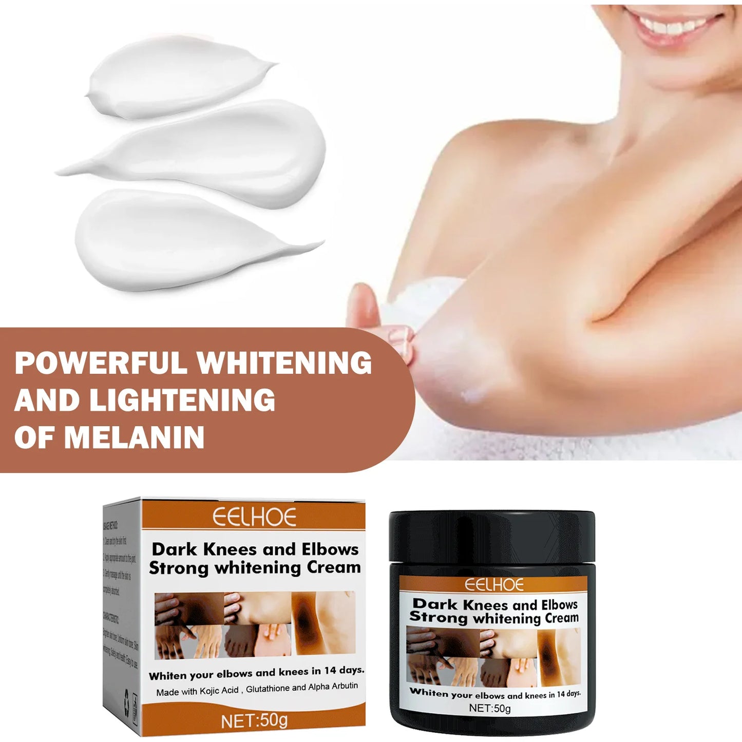 EELHOE Whitening Body Cream Remove Melanin Dark Knuckles Remover Gel Joint Elbow Private Part Underarm Bleaching Brighten Lotion