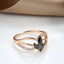Wbmqda Trendy Black Natural Zircon Rings For Women 585 Rose Gold Color Wedding Party Fine Crystal Flower Jewelry Accessories