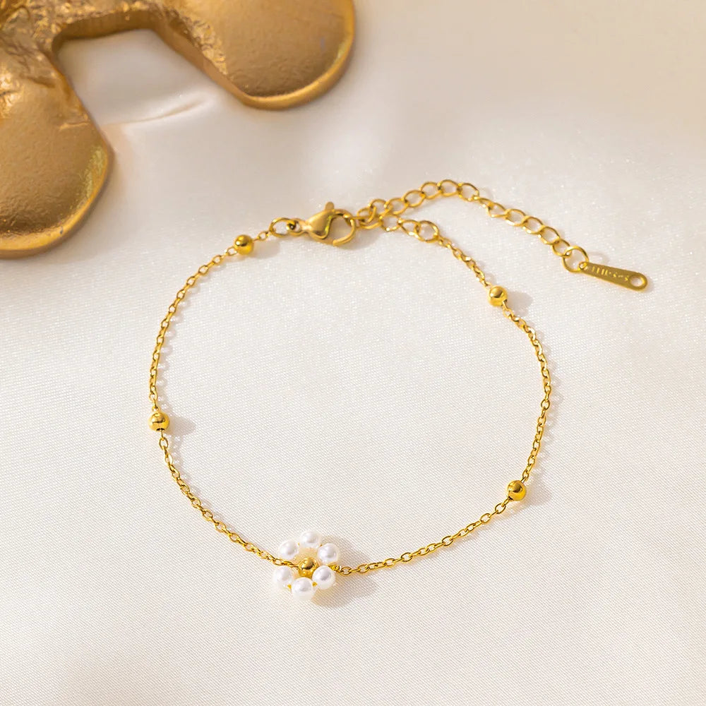 European American Style Light Luxury Handmade Bead Chains Flower Necklaces Women Romantic Temperament Bracelets Banquet Jewelry