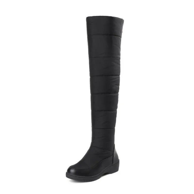 2023 Winter Waterproof Women's Knee-high Boots Warm Cotton Material Windproof Knee Protection Snow Boots Long-lasting Wear