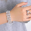 CWWZircons Chunky White Cluster Cubic Zircon Flower Big Bridal Pearl Bracelets for Wedding Engagement Party Jewelry Gifts CB320
