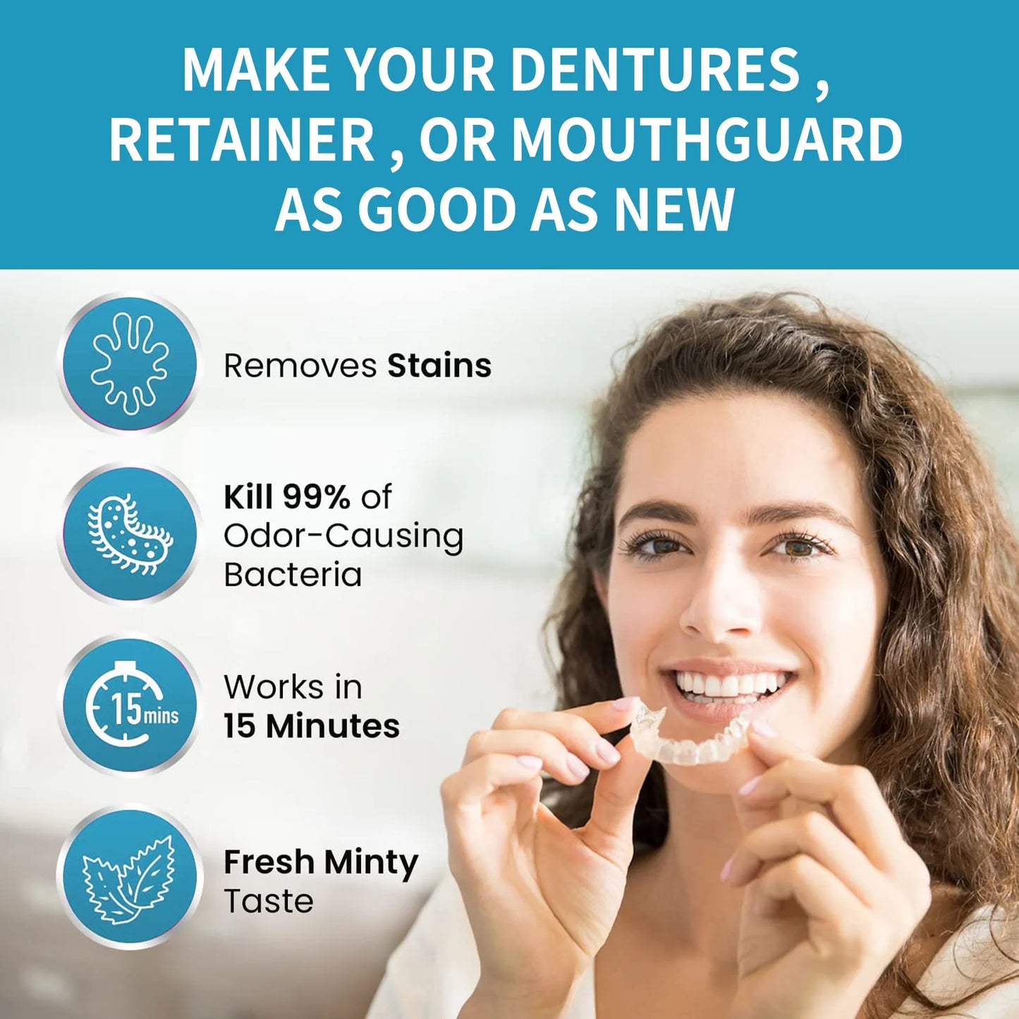 EELHOE Denture Toothpaste Retainer Cleaner Remove Stains Bad Odor False Teeth Deep Cleaning Sterilizing Bleaching Mousse Cleaner
