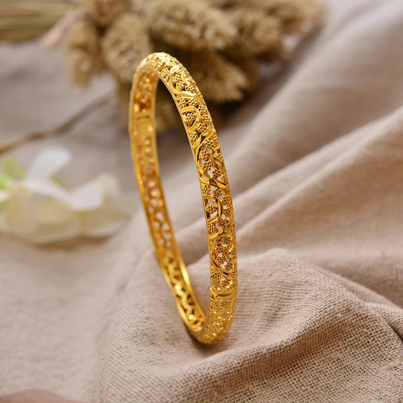  Wedding Bride Light Luxury Gold Color Flower Bangles For Women's Bracelet, the Best Gift for Mother and Girlfriend