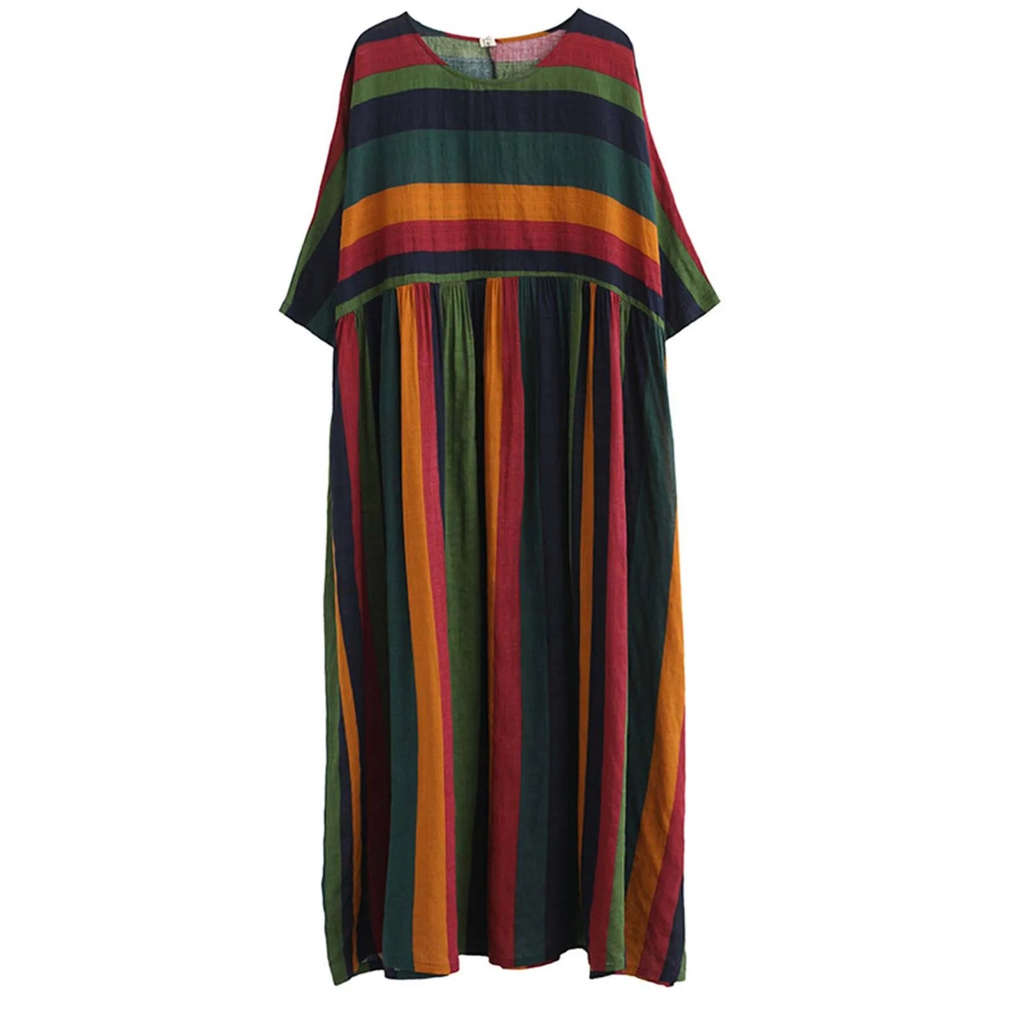 Rainbow Dress With Pockets Women's Stripe Print Plus Size Loose Large Swing Dresses Female Casual Breath Comfty Outgoing Dress