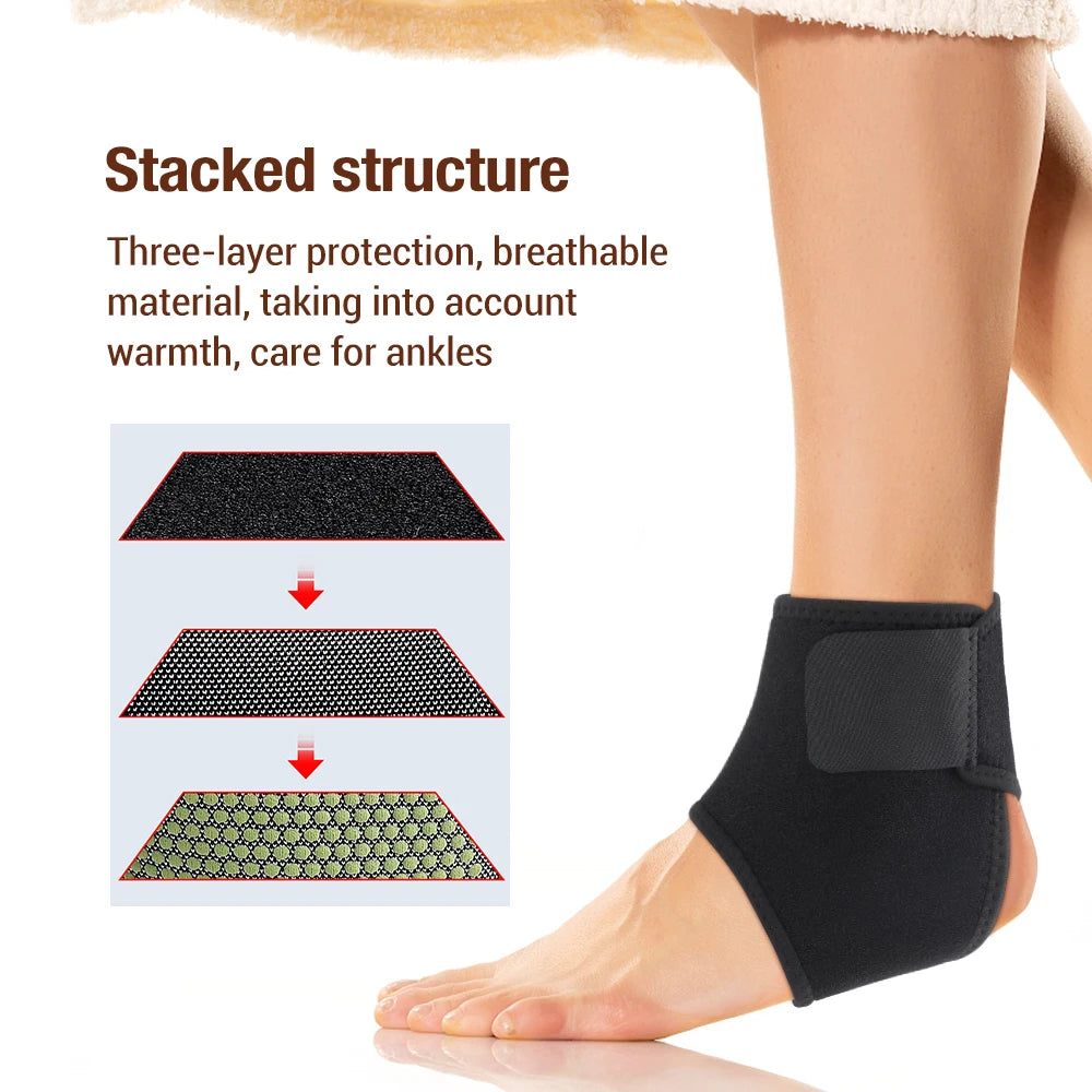 Magnetic Fiber Ankle Brace Heating Moxibustion Sports Support Hot Compress Protecting Socks Anti-sprain Relief Discomfort Pain