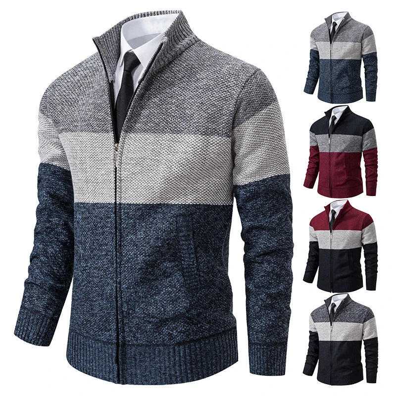 Cardigan sweater men's autumn and winter new stand-up sweater trend sweater coat