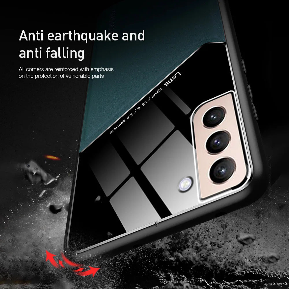 For Samsung Galaxy S23 Plus Cover TPU Leather Car Magnetic Holder Galaxy S22 S21 S20 Ultra FE S10 Plus Case Frame Protect Coqu