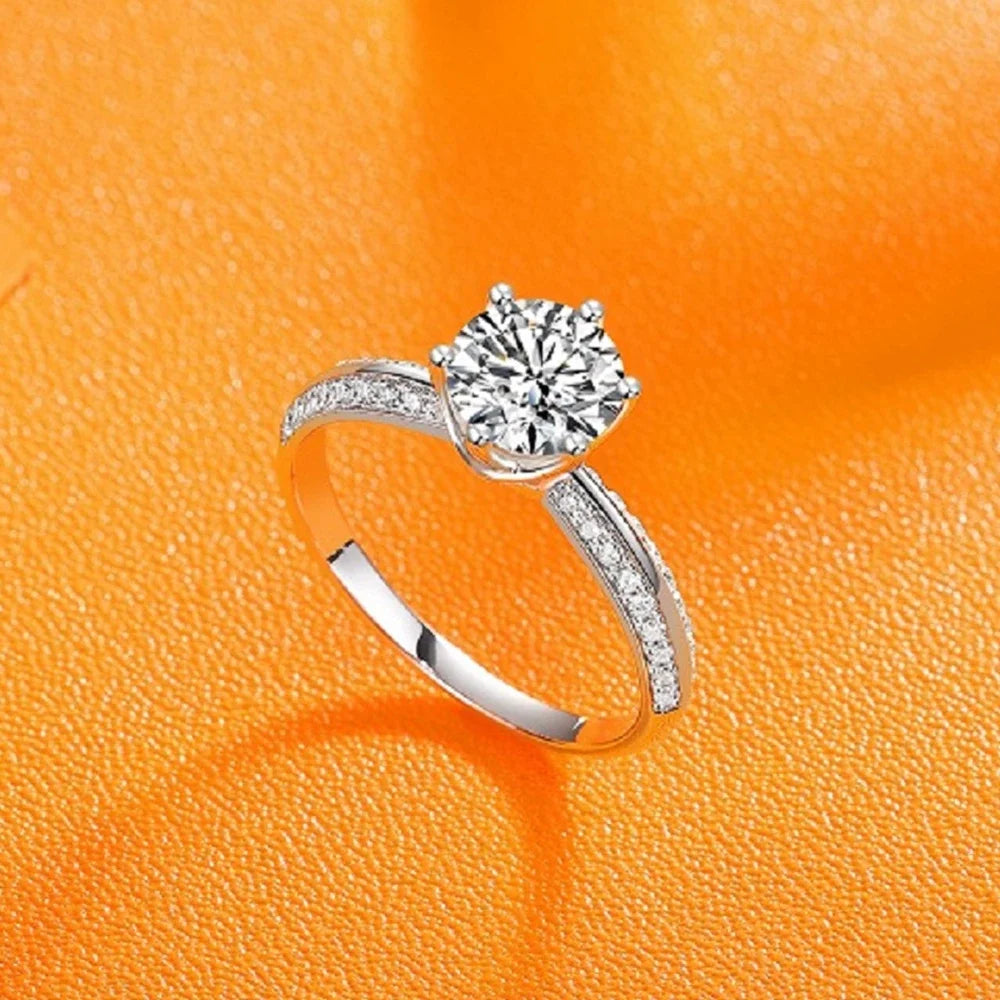 PuBang Fine Jewelry 925 Sterling Silver Sparkling 5MM-11MM Moissanite Diamond Wedding Engagement Ring for Women Anniversary Gift