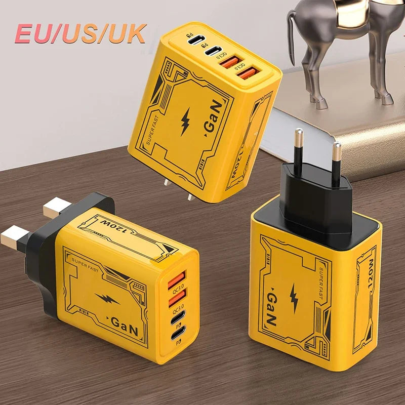 120W Fast Charger Typec Cable Ultra Quick Charge 4port Usb C Pd High Speed Phone Charger Adapter For Xiaomi Iphone Huawei New