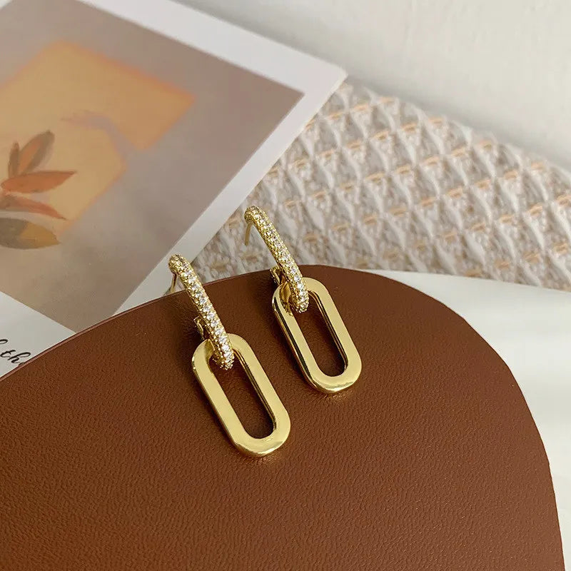 Square Earrings Gold Color Geometric Square Hoop Earrings for Women Huggie Punk Hip-Hop Metal Round Circle Jewelry Wholesale