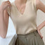 AOSSVIAO 2024 Summer Women Knitted Tank Tops Women Thin Tops Basic Casual Tank Tops V-neck Tees Sleeveless Tops For Women