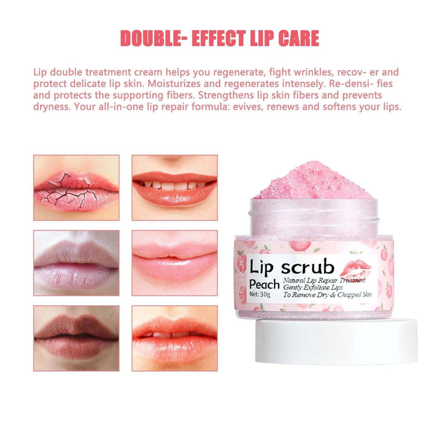 EELHOE Peach Scrub Lips Plumper Exfoliator Anti-Aging Dead Skin Removal Dark Lips Removal Lip Care to Pink Moisturizing Hydrator