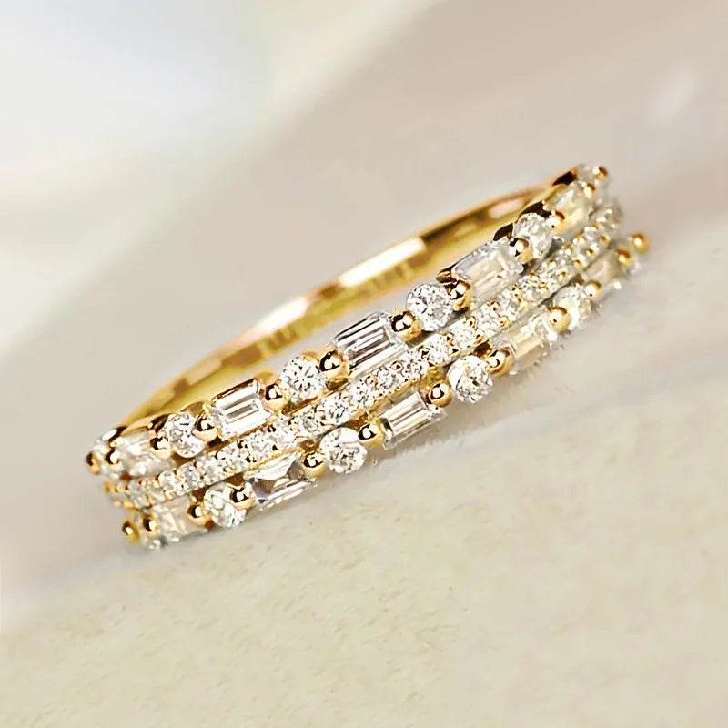 Huitan Dazzling Zirconia Finger Ring Lady Engagement Ceremony Accessories for Women Fashion Versatile Jewelry for Wedding Party