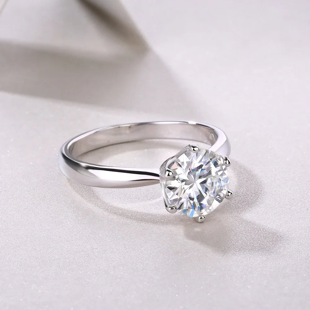PuBang Fine Jewelry 925 Sterling Silver Sparkling 5MM-11MM Moissanite Diamond Wedding Engagement Ring for Women Anniversary Gift