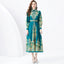 2024 Vacation Palace Style Lapel Single Flap Lantern Sleeves Long Retro Print Dress