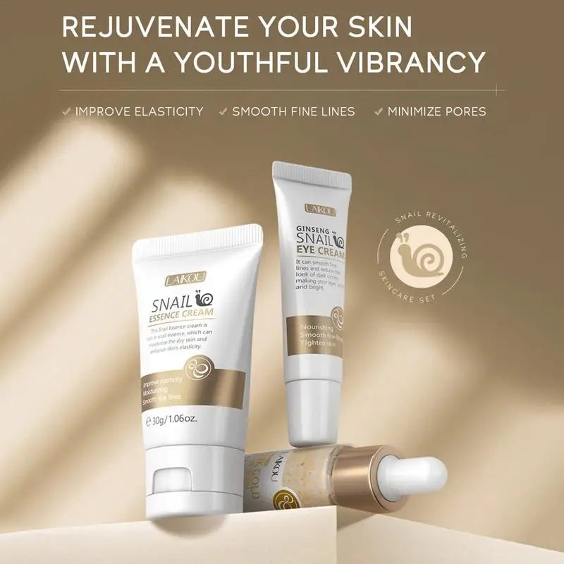 3pcs Snail Anti-aging Skin Care Sets Moisturizing Facial Set Skincare Products Face Cream Facial Serum Face Care Kits