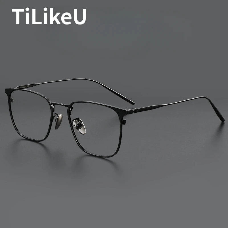 Pure Titanium Large Square Eyeglass Frame Men Business Retro Leisure Myopia Anti-blue Light Glasses Frame Male Spectacle Eyewear