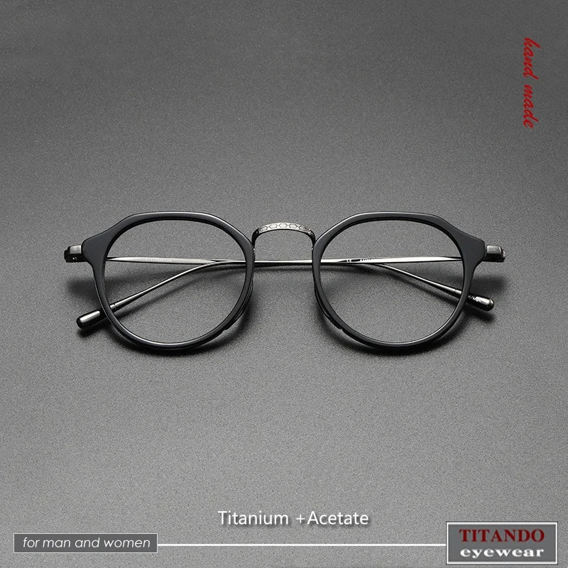 Japanese Vintage Style, Artistic Classy Titanium And Acetate  Frame  for Men and Women as KameManNen design KMN11-13