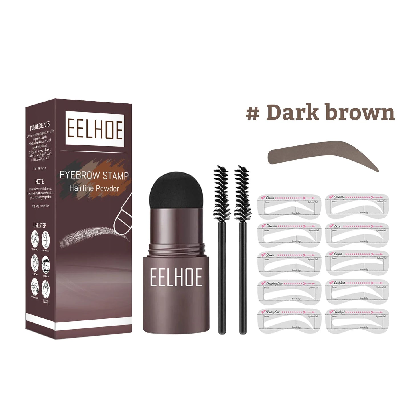 EELHOE One Step Eyebrow Stamp Shaping Kit Professional Fast Eye Brow Makeup Shape Waterproof Hairline Stick Eyebrow Brushes Set