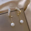 Korean Fashion Imitation Shell Pearl Dangle Earrings for Women Crystal Zirconia Flower Wedding Bridal Earring Party Accessories
