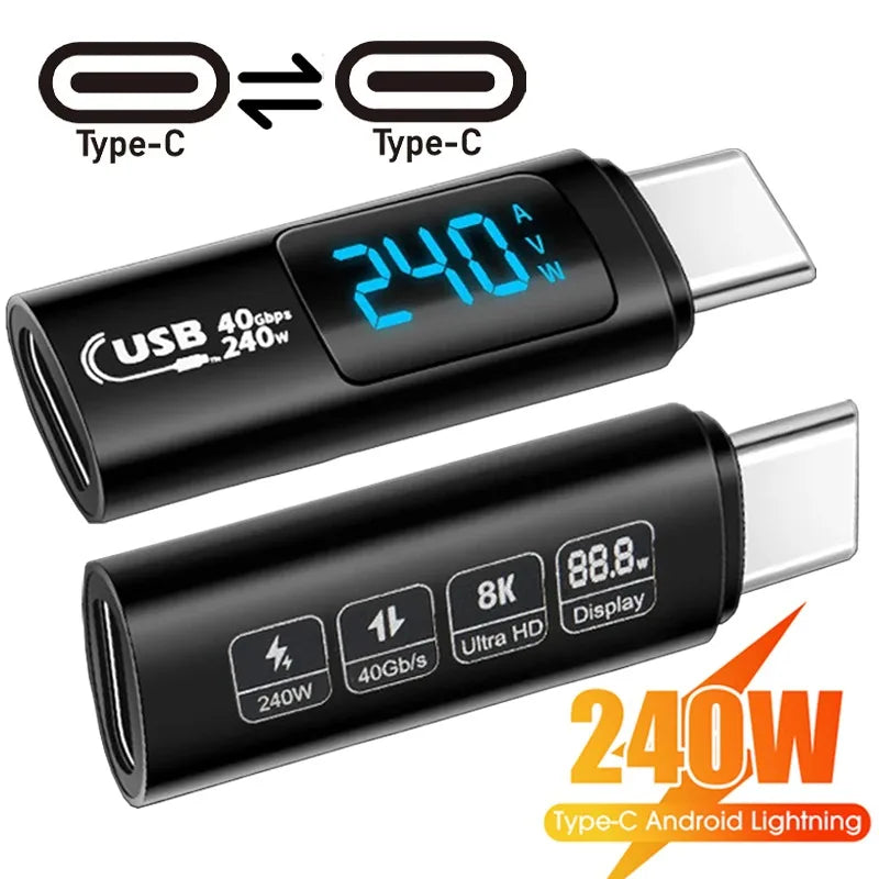 Type C To USB C Type C Display Adapter 40Gbps 240W Super Quick Charging Phone Adapters For iPhone 15 Samsung Xiaomi Connector