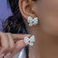 Colorful Zircon Bow Earrings Fashionable Cute Originality Design Resin Bow Delicate Earrings Women's Birthday Gift Jewelry