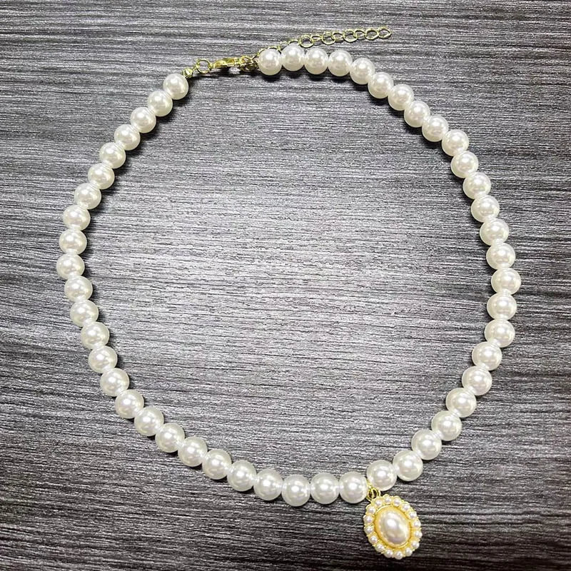 Korean New Imitation Pearl Choker Colar Thick Chains with Pendant Necklace for Women Fashion Choker Necklaces 2024 Jewelry Gift