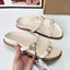 2025 Summer Outdoor Flat Women Slippers Comfortable Soft Sole Ladies Beach Shoes Chic Metal Buckle Belt Solid Female Slides