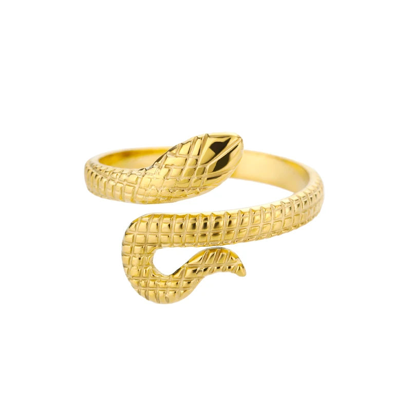 Punk Snake Rings For Men Women Exaggerated Stainless Steel Siver Color Opening Adjustable Rings Fashion Jewelry Accessories