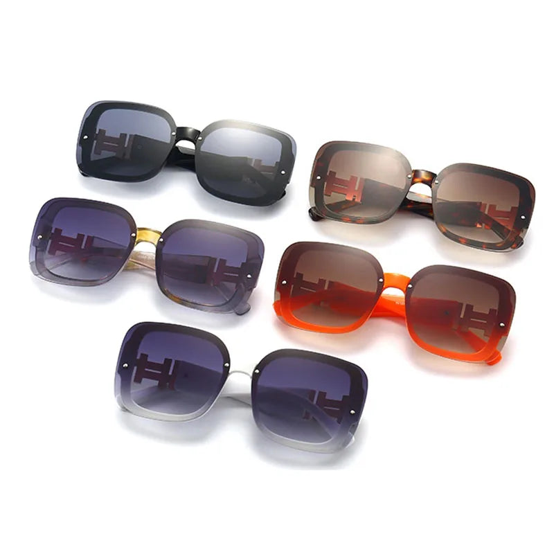 Fashion Orange Women's Square Sunglasses Trendy Luxury Brand Gradient Lenses Sun Glasses Ladies 100% UV400 Protection
