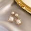 Korean Fashion Imitation Shell Pearl Dangle Earrings for Women Crystal Zirconia Flower Wedding Bridal Earring Party Accessories
