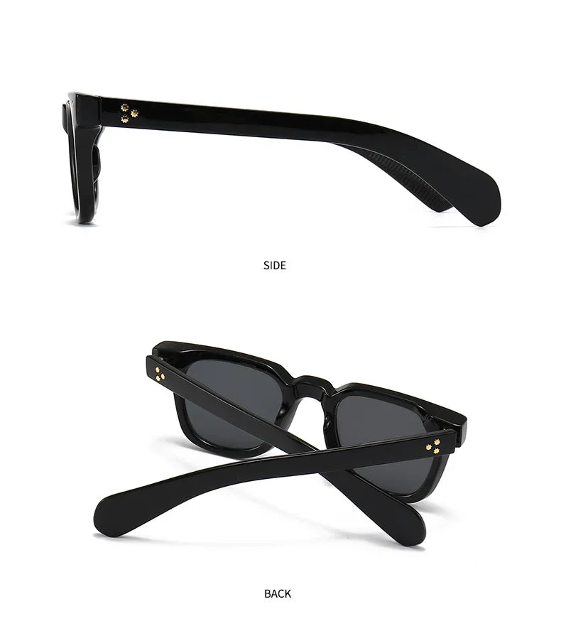 Retro Square Men Rivets Sunglasses Shades UV400 Fashion Women Green Sun Glasses