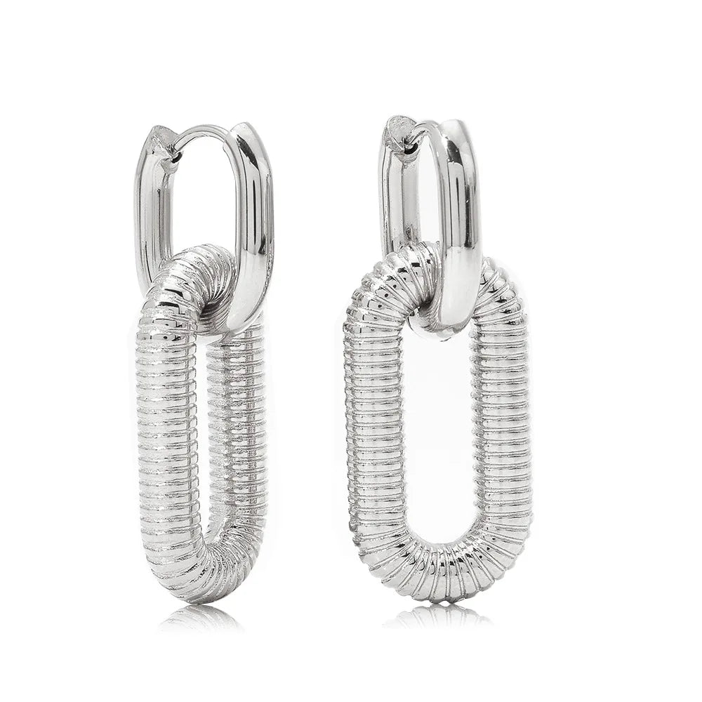 Square Earrings Gold Color Geometric Square Hoop Earrings for Women Huggie Punk Hip-Hop Metal Round Circle Jewelry Wholesale
