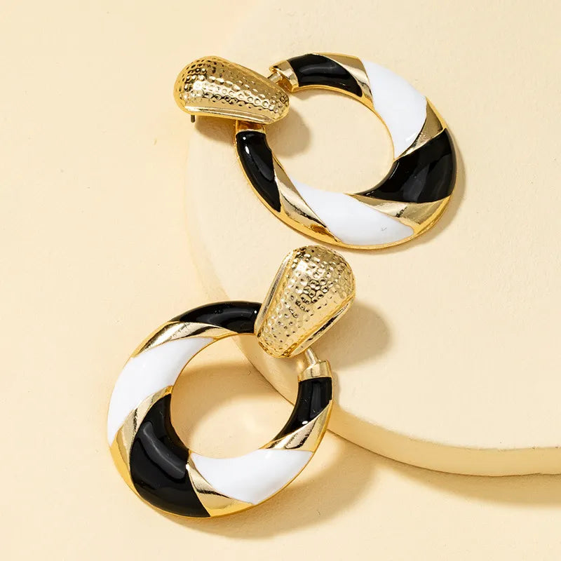 Retro  colorful enamel geometric earrings for women holiday party gift fashion jewelry AE082
