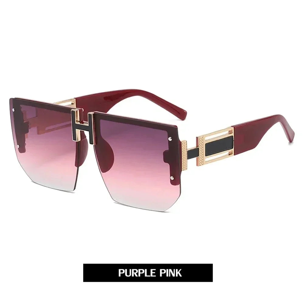 Rimless Square Frame Luxury Sunglasses Men Women Fashion Shades UV400 Vintage Glasses