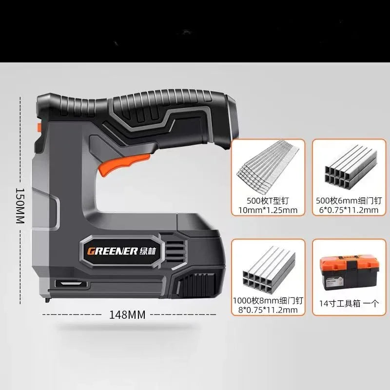 Greener Lithium Electric Nail Gun for Woodworking echargeable Plug-in Code Nail Gun Furniture Construction Power Tools for Home