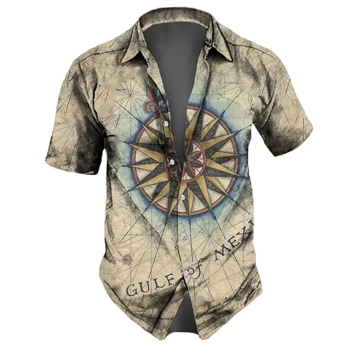 Retro Men's Shirt 3d Nautical Print Short Sleeve Shirt Summer Casual Top Loose Oversized Hawaiian Shirts For Men 2024 New Tops